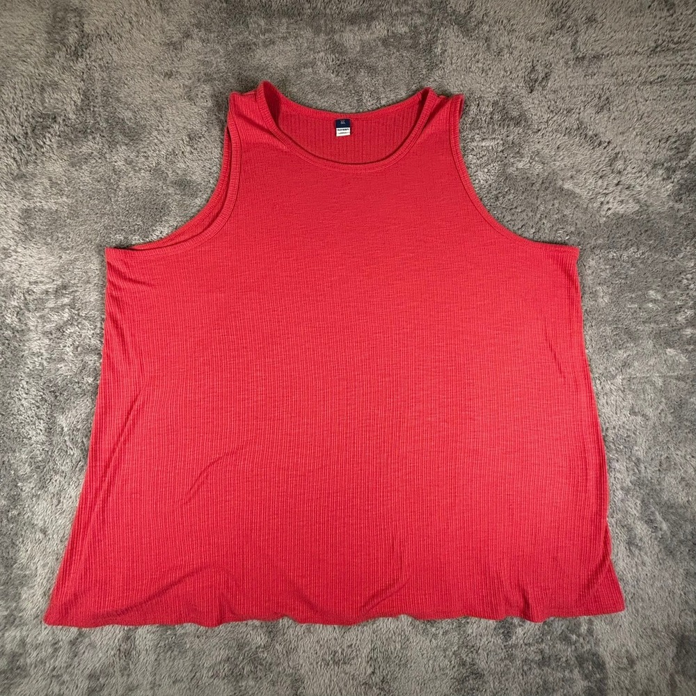 Old Navy Luxe Red Ribbed Sleeveless Tank Top XXL Tall Crew Neck Flowy Relaxed